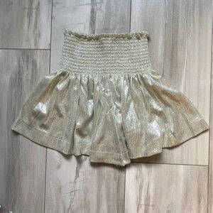 NWT Queen of Sparkles Silver Metallic Pebble Smocked Swing Shorts, girls XL (14)